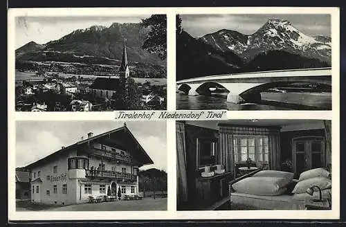 AK Niederndorf, Ortsansicht von oben, Gasthaus Tiroler Hof