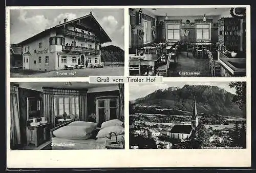 AK Niederndorf /Tirol, Hotel Tiroler Hof B. & M. Fischbacher, Teilansicht mit Kirche
