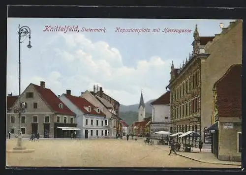 AK Knittelfeld, Kapuzinerplatz mit Herrengasse