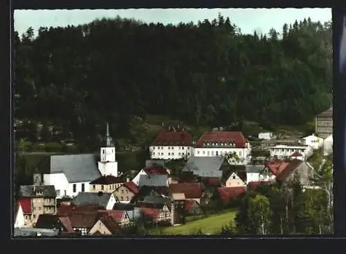 Künstler-AK Obertrubach /Fränk. Schweiz, Ortsansicht aus der Vogelschau