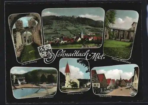 AK Schnaittach, Gesamtansicht, Schwimmbad, Marktplatz, Festung Rothenberg
