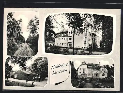 AK Hustedt, Die Jägerei, Schulgebäude, Waldwegpartie