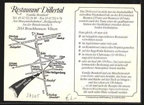 AK Bruchhausen-Vilsen, Das Restaurant Dillertal, mit Innenansichten, Inh. Familie Bomhoff