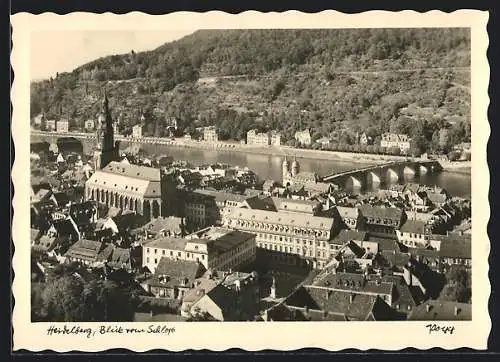 AK Heidelberg, Ortsansicht vom Schloss aus