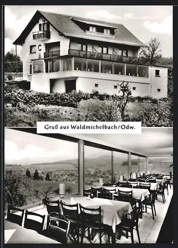 AK Waldmichelbach /Odw., Café Kirchberg Pension von Georg Knapp