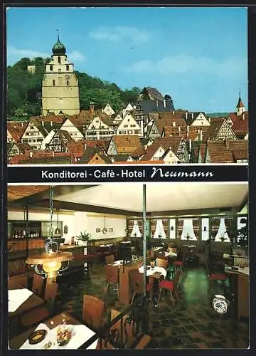 AK Herrenberg, Café-Hotel und Konditorei Neumann, Reinh.-Schick-Platz 2