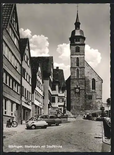 AK Böblingen, Partie am Marktplatz mit Stadtkirche