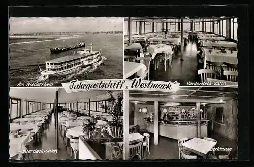 AK Fahrgastschiff Westmark, Bierklause, Vorderdeck-Salon, Achterdeck-Salon