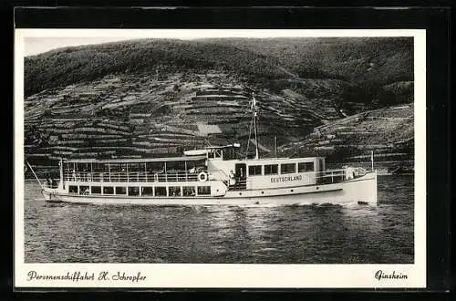 AK Dampfer M. S. Deutschland d. Personenschiffahrt H. Schrepfer bei Ginsheim