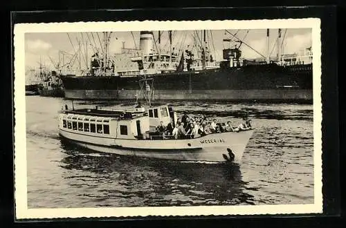 AK Dampfschiff Weserial fährt Touristen auf der Weser auf und ab