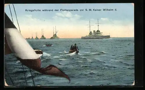 AK Kriegsflotte während der Flottenparade vor Kaiser Wilhelm II.