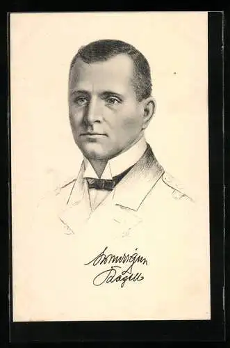 Künstler-AK Kapitänleutnant Otto Weddigen, U-Bootkommandant