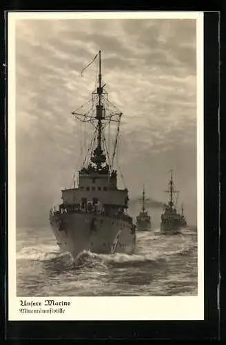 AK Minensuchboot 6, Minensucherflottille in Marschformation