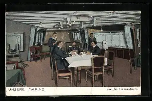 AK Salon des Kommandanten auf einem Kriegsschiff