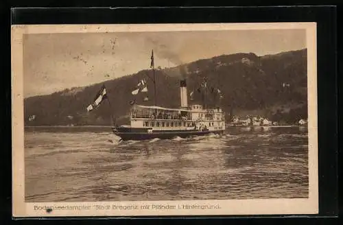 AK Bodenseedampfer Stadt Bregenz mit Pfänder im Hintergrund