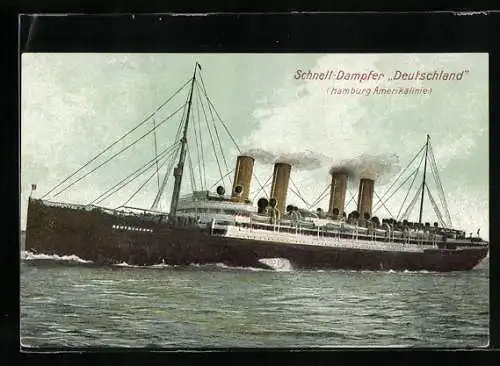 Künstler-AK Schnelldampfer Deutschland in voller Fahrt