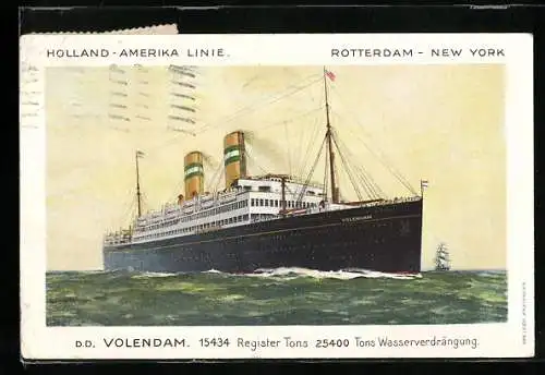 Künstler-AK DD Volendam der Holland-Amerika Linie