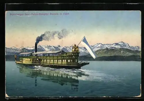 AK Salon-Dampfer Bavaria in Fahrt auf dem Starnberger See