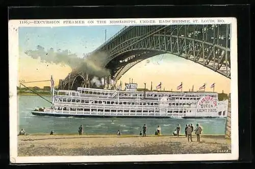 Künstler-AK Excursion Steamer on the Mississippi