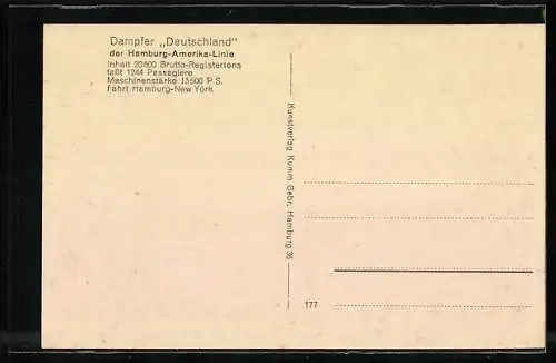 AK Hapag-Dampfer Deutschland bei der Hafenausfahrt