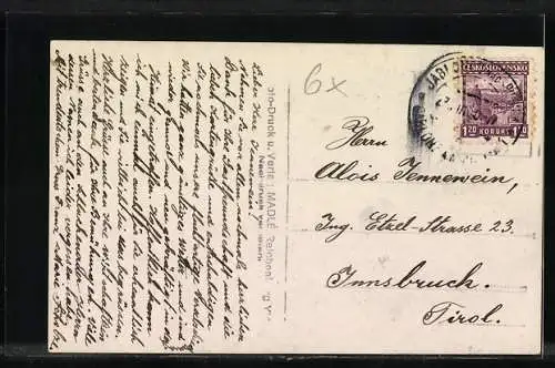 AK Gablonz a. N., Ortsansicht aus der Vogelschau