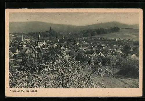 AK Friedland / Frydlant, Ortsansicht im Frühling
