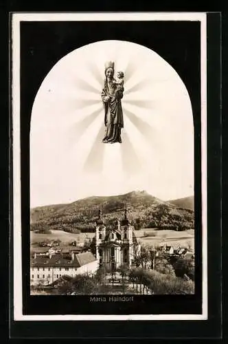 AK Maria Haindorf, Ortsansicht mit Kirche