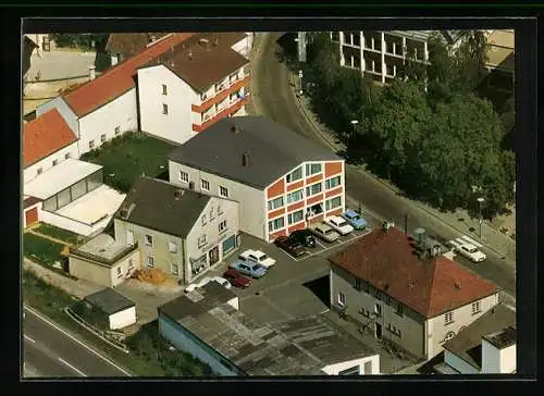 AK Bad Abbach, Hotel-Cafe Rathaus aus der Vogelschau