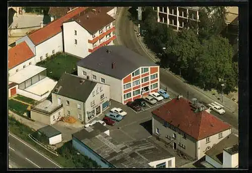 AK Bad Abbach, Hotel-Cafe Rathaus aus der Vogelschau