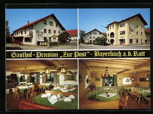 AK Bayerbach im Rottal, Gasthof-Pension u. Metzgerei zur Post von Franz u. Maria Hölzl