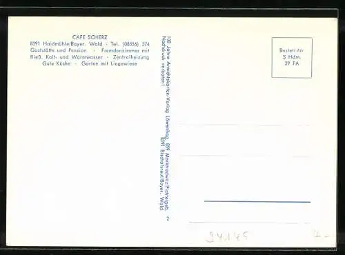 AK Haidmühle /Bayer. Wald, Café und Gasthaus Scherz