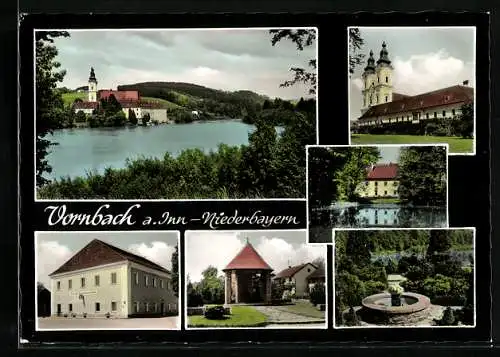 AK Vornbach am Inn, Gasthaus zur Klastertaverne, Kapelle, Kirche, Partie am Wasser