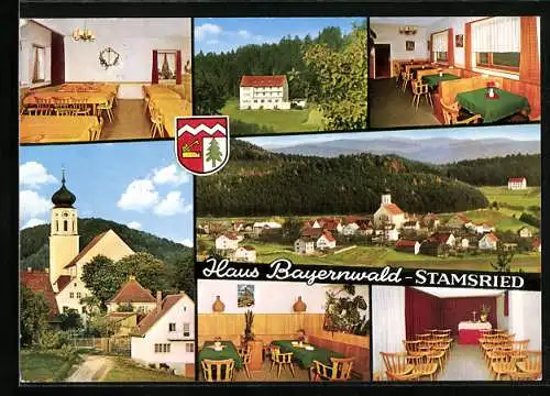 AK Stamsried /Bayer. Wald, Gasthaus u. Pension Haus Bayernwald, Kirche