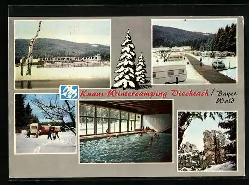 AK Viechtach /Bayer. Wald, Der Knaus-Komfort-Campingplatz, winterliche Szenen und Hallenbad