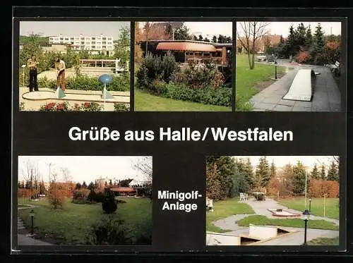 AK Halle /Westfalen, Szenen von der Minigolfanlage in Künsebeck, mit verschiedenen Bahnen