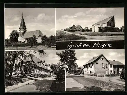 AK Hagen / Weser, Katholische und Evangelische Kirche, Edeka-Filiale