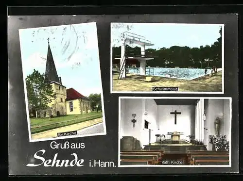 AK Sehnde i. Hann., Ev. Kirche, Schwimmbad, Innenansicht der Kath. Kirche