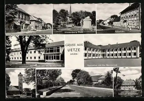 AK Uetze, Hindenburg-Platz, Spritzenhaus und Internat Kötjemühle