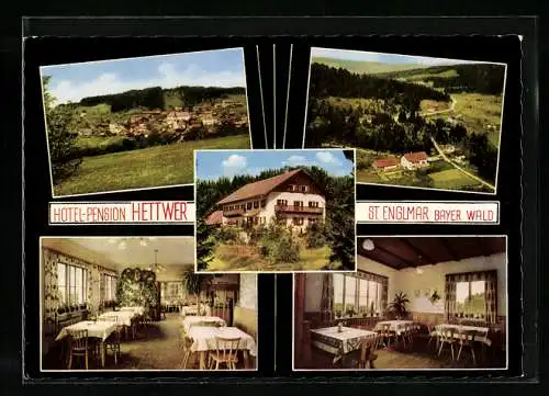 AK St. Englmar /Bayer. Wald, Hotel-Pension Hettwer, Innenansichten, Ortsansicht