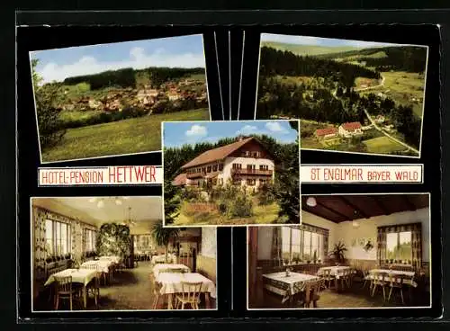 AK St. Englmar /Bayer. Wald, Hotel-Pension Hettwer, Innenansichten, Ortsansicht