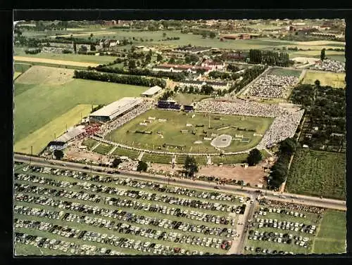 AK Aachen, Reiterstadion des Aachen-Laurensberger Rennvereins in der Soers vom Flugzeug aus