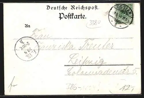 Vorläufer-Lithographie Goslar a. H., 1894, Pauls Hotel mit Turm, Steinberg-Hotel, Marktplatz, Kaiserhaus