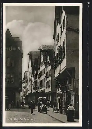 AK Köln, Buttermarkt mit Passanten