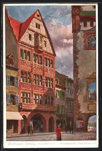 AK Freiburg / Breisgau, Geschäftshaus der Freiburger Zeitung