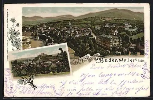 Lithographie Badenweiler, Verschiedene Ortsansichten