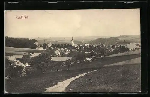 AK Reichstädt / Dippoldiswalde, Ortsansicht mit Kirche