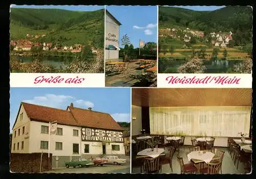 AK Neustadt /Main, Gasthaus und Café-Pension Zum Engel, Blick über das Wasser