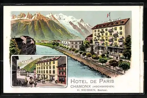 Vertreterkarte Hotel de Paris Chamonix, Inh. H. Weissen, Blick auf das Hotel