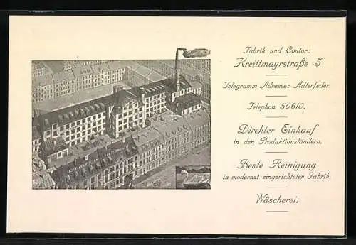 Vertreterkarte J. Schöpflich & Adler, Bettfedernfabrik München, Kreittmayrstrasse 5