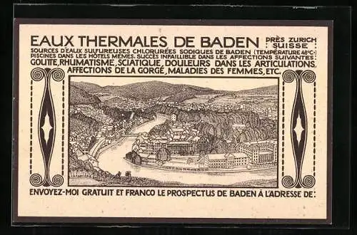 Vertreterkarte Eux Thermales de Baden, Direction des Bains